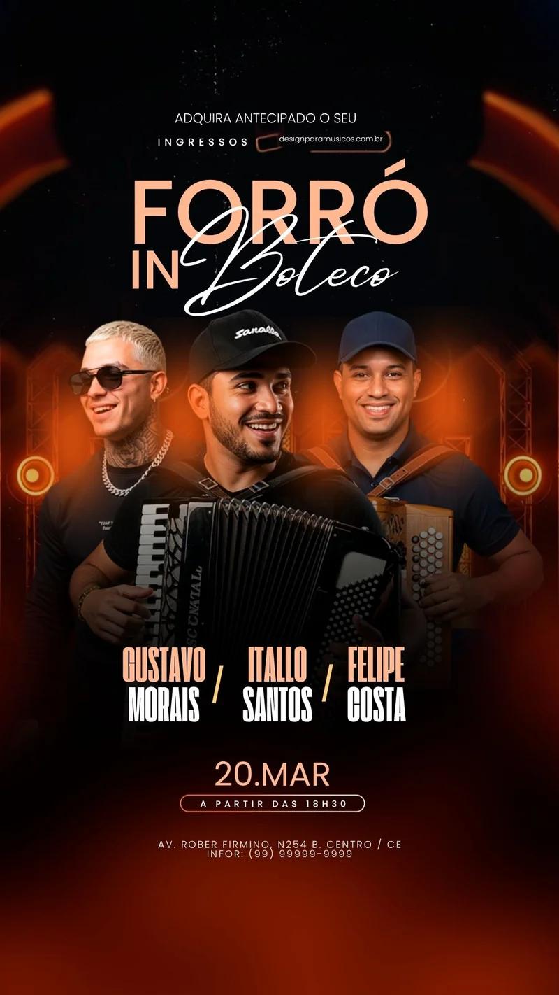 Arte para Músicos | Evento | Forró Boteco | Arte Editável Canva Arte para Músicos | Evento | Forró Boteco | Arte Editável Canva