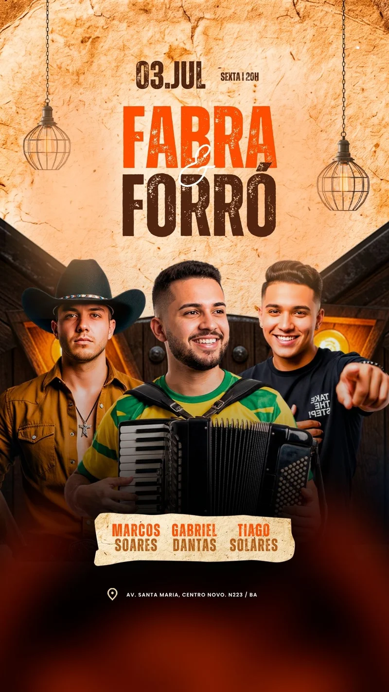 Arte para Músicos | Evento | Fabra Forró | Arte Editável Canva Arte para Músicos | Evento | Fabra Forró | Arte Editável Canva