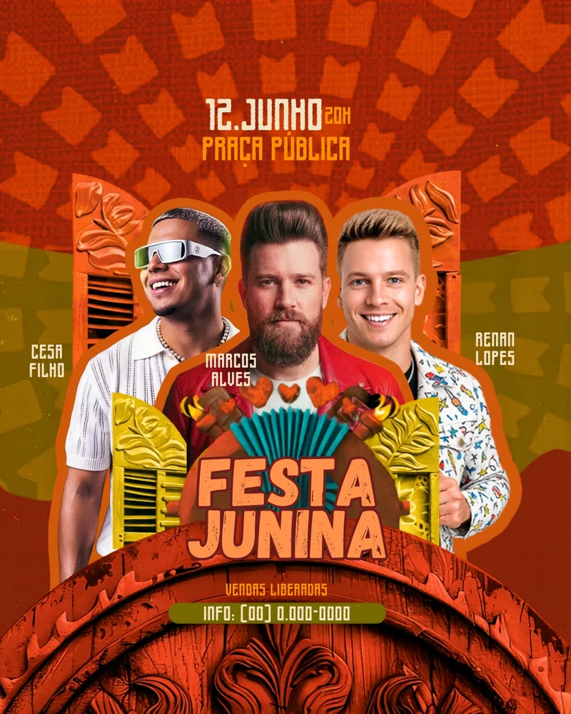 FESTA JUNINA | Eventos | Festa Junina Praça Publica | Arte Editável Canva FESTA JUNINA | Eventos | Festa Junina Praça Publica | Arte Editável Canva
